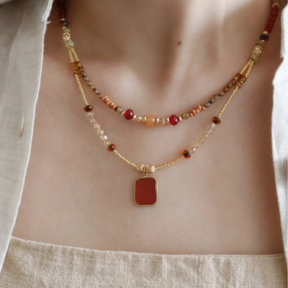 New Chinese Style Light Luxury Agate Pearl Crystal Necklace Versatile High-Grade Clavicle Chain Niche Ethnic Style Jewelry Wholesale