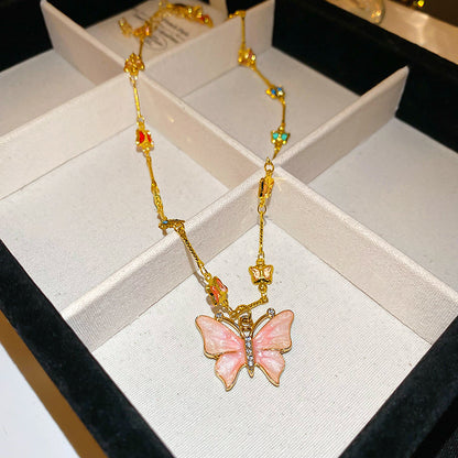 New Chinese Style Light Luxury Agate Pearl Crystal Necklace Versatile High-Grade Clavicle Chain Niche Ethnic Style Jewelry Wholesale