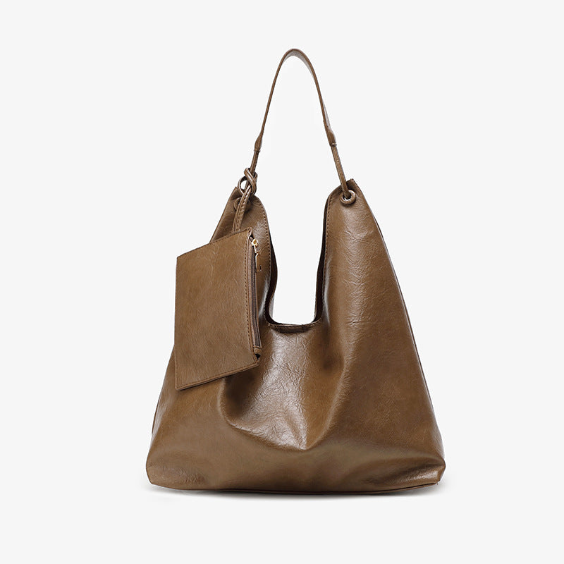 2025 n simple retro large-capacity bag women's popular new fashion commuter tote bag casual texture single shoulder axillary