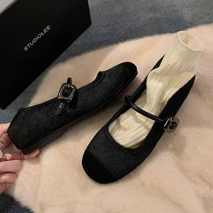 2025 Spot sheepskin version~ Versatile commuter temperament round head with retro leopard print inner height increase Mary Jane single shoes ol