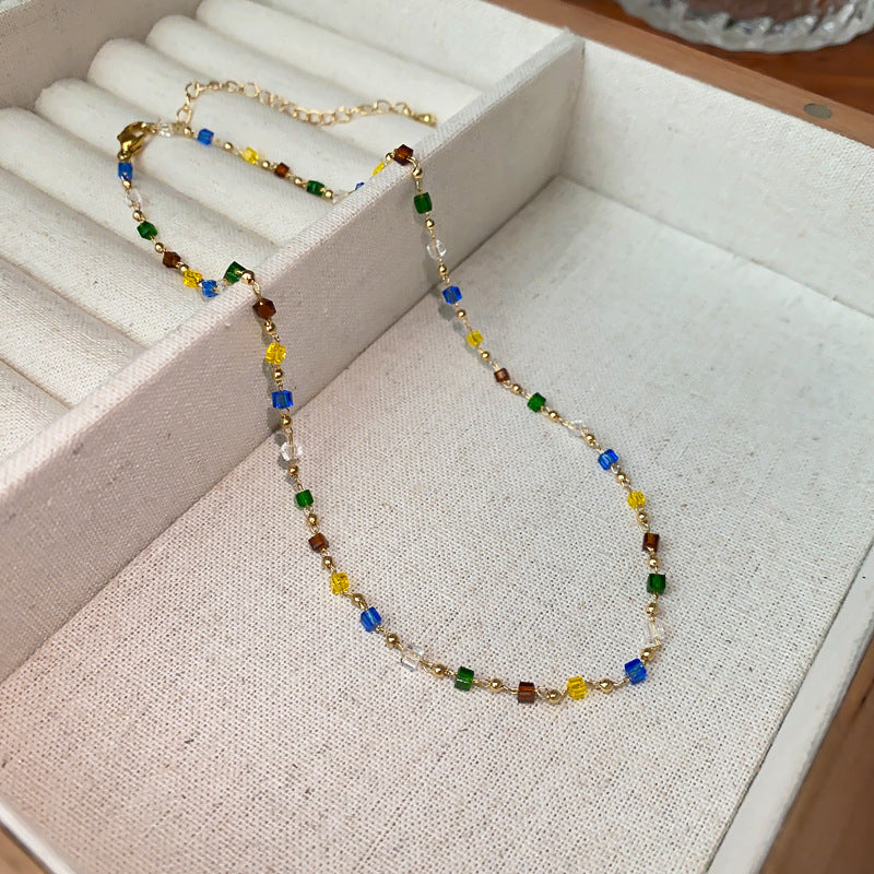 New Chinese Style Light Luxury Agate Pearl Crystal Necklace Versatile High-Grade Clavicle Chain Niche Ethnic Style Jewelry Wholesale