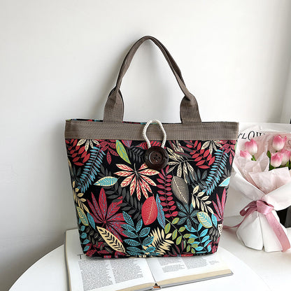 VAKKV New canvas bag ethnic style big bag fashionable simple large capacity tote bag female bag student tutoring bag hand