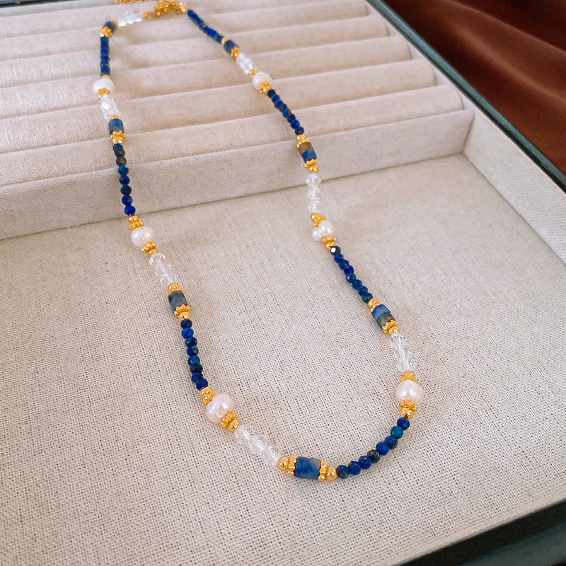 New Chinese Style Light Luxury Agate Pearl Crystal Necklace Versatile High-Grade Clavicle Chain Niche Ethnic Style Jewelry Wholesale