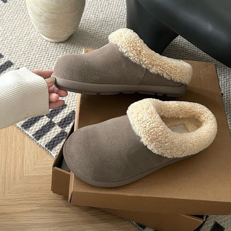 2025  One pedal Boken half-drag women's fluffy Birkenstocks bag head muller shoes small potato lazy snow boots