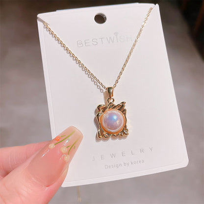 18K Thick Gold Color Retaining Quality Affordable Luxury Style Pearl Shell Necklace Korean Style Affordable Luxury Fashion High-Grade Clavicle Necklace