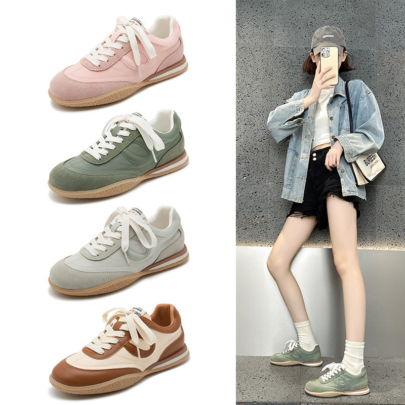 2025 spring and summer new splicing sports and leisure women's de new retro contrasting colors jogging student tide shoes women