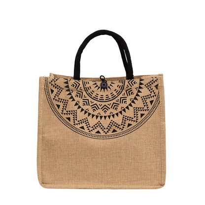 VAKKV Hot trade women's bags New linen handbag bag  Korean version composite jute bag fashionable shoulder shopping bag