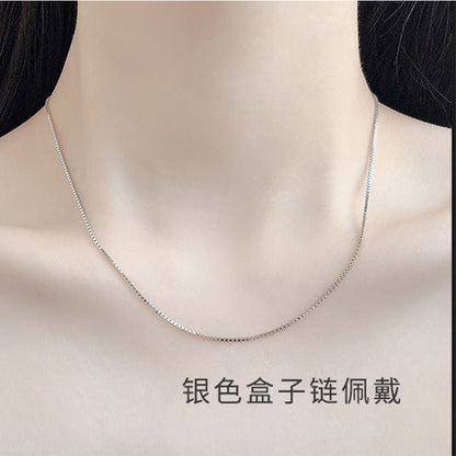 Entire Sterling Silver S 9.25 Million Energy Chain O Word Box Chain Electroplated Platinum 18K Gold Rose Gold Cross Chain Silver Necklace