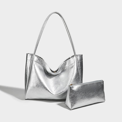 2025 Korean version of fashion autumn and winter simple new tote bag mother bag soft leather large capacity high-end portable shoulder bag