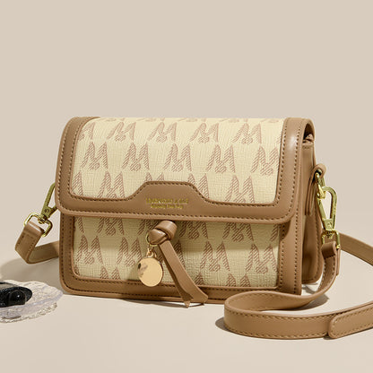 2025 Bag Autumn Women's popular Fashion Versatile Small Square Bag Simple Commuter Messenger Bag Contrasting Color Printing Temperament Women's Bag