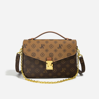 2025 messenger bag fashionable light luxury mailman bag high-end retro shoulder bag contrasting color printed women's handbag
