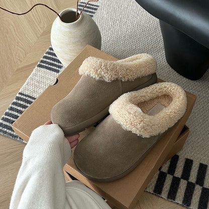 2025  One pedal Boken half-drag women's fluffy Birkenstocks bag head muller shoes small potato lazy snow boots
