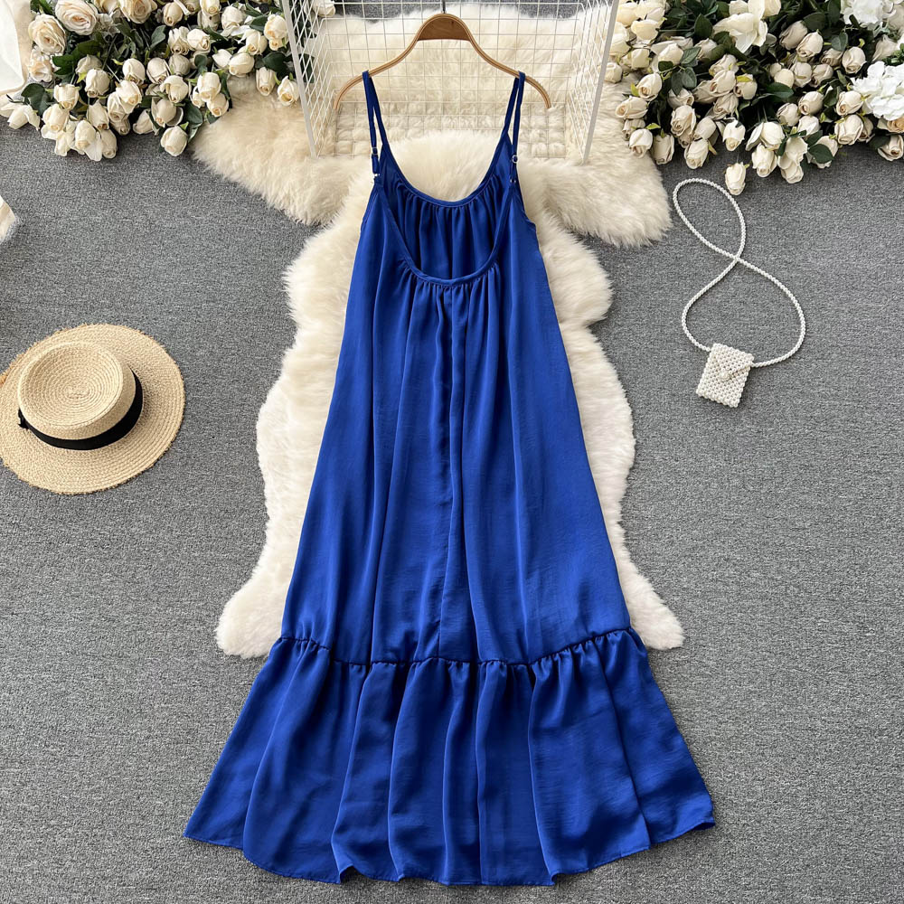 VAKKV Cute A line Sleeveless Royal Blue Summer Holiday Dress P246