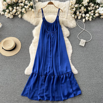 VAKKV Cute A line Sleeveless Royal Blue Summer Holiday Dress P246