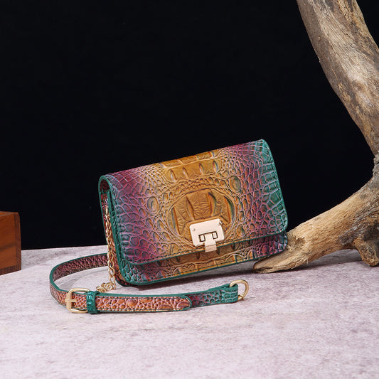 VAKKV Popular, 2025, New Middle East for  New Crossbody One Shoulder Retro Women's Bag Multi-colored Crocodile Pattern Brahman