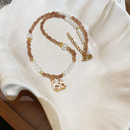 New Chinese Style Light Luxury Agate Pearl Crystal Necklace Versatile High-Grade Clavicle Chain Niche Ethnic Style Jewelry Wholesale