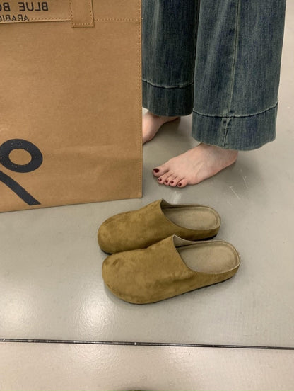 2025  Internet celebrity explosion thick-soled bag head half slippers women wear lazy one pedal leopard print Birkenstocks niche Mueller shoes