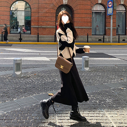 Knitted skirt 2025 spring new Hong Kong style retro suit skirt fragrant sweater skirt thin two-piece women's clothing