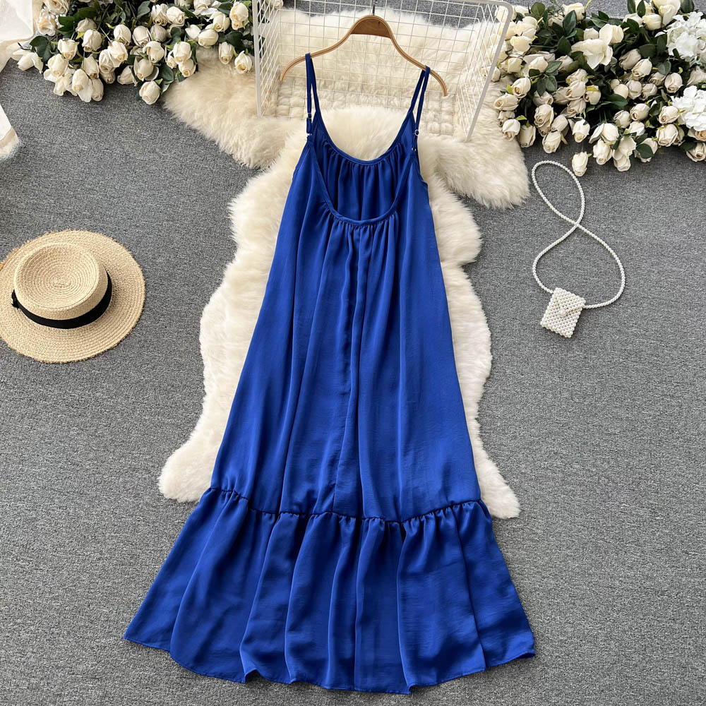 VAKKV Cute A line Sleeveless Royal Blue Summer Holiday Dress P246