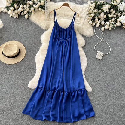 VAKKV Cute A line Sleeveless Royal Blue Summer Holiday Dress P246