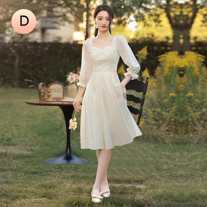 VAKKV  Champagne Bridesmaid Dress  New Super Fairy Wedding Ladybros' Dress Long Sleeve Niche High Sense Daily Style