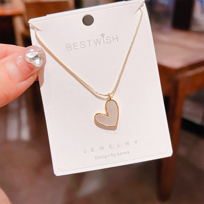 18K Thick Gold Color Retaining Quality Affordable Luxury Style Pearl Shell Necklace Korean Style Affordable Luxury Fashion High-Grade Clavicle Necklace