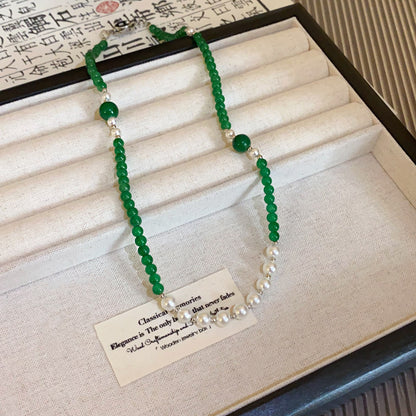 New Chinese Style Light Luxury Agate Pearl Crystal Necklace Versatile High-Grade Clavicle Chain Niche Ethnic Style Jewelry Wholesale