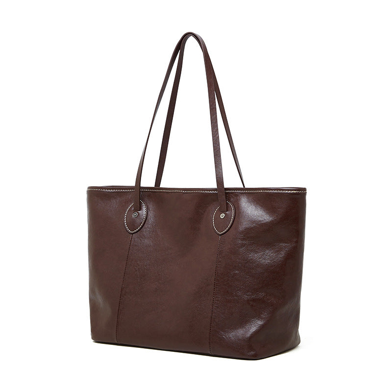 2025 Commuter big bag  autumn and winter new first-layer cowhide versatile women's bag shoulder tote bag fashion underarm bag