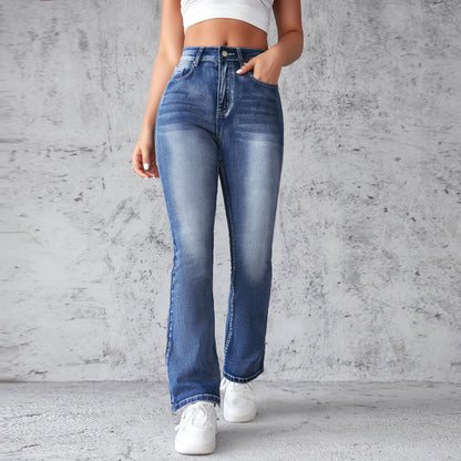 VAKKV popular new 2025 embroidery high-waisted washed fashion flared pants trousers women's jeans women's spot