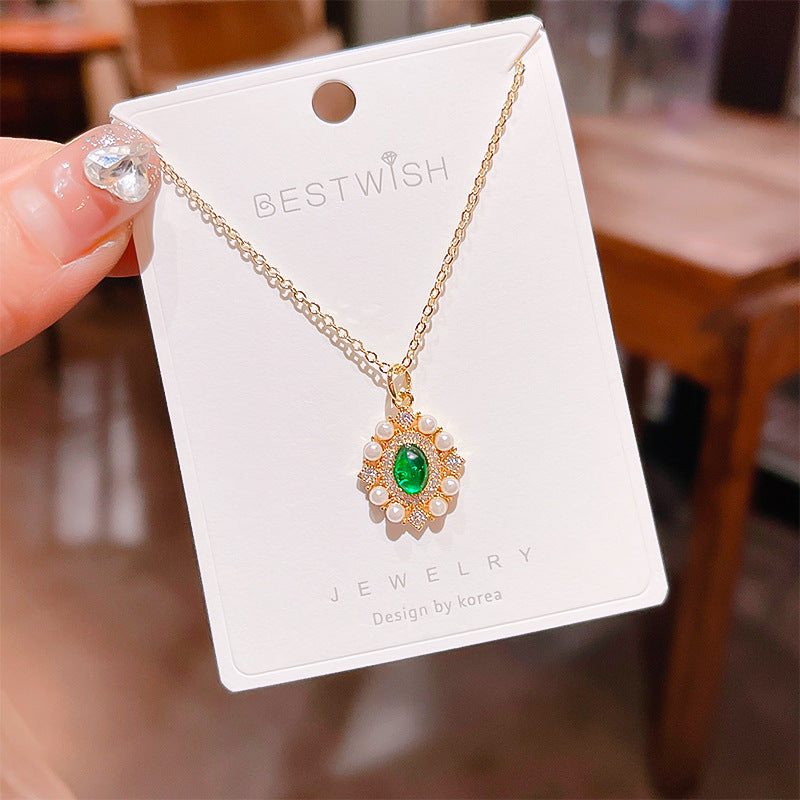 18K Thick Gold Color Retaining Quality Affordable Luxury Style Pearl Shell Necklace Korean Style Affordable Luxury Fashion High-Grade Clavicle Necklace
