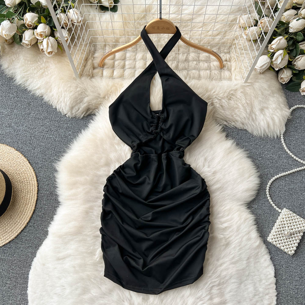 VAKKV Sexy Sheath Sleeveless Black Short Summer Holiday Dress P244
