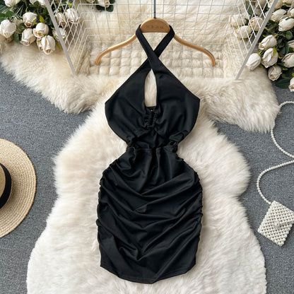 VAKKV Sexy Sheath Sleeveless Black Short Summer Holiday Dress P244