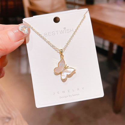 18K Thick Gold Color Retaining Quality Affordable Luxury Style Pearl Shell Necklace Korean Style Affordable Luxury Fashion High-Grade Clavicle Necklace