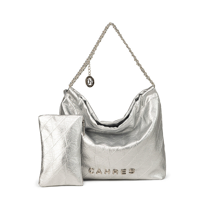 2025 niche design, underarm chain bag, single shoulder mother and child bag, simple soft leather, large-capacity tote bag, commuter women's bag.