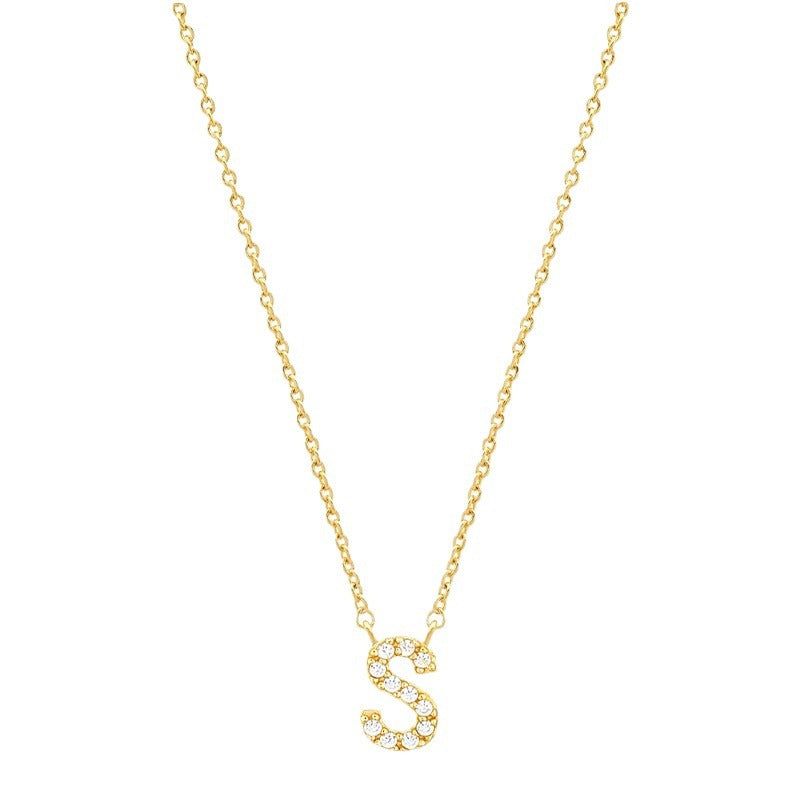 vakkv  Hot Selling Fashion All-Match S925 Silver 26 English Letters Pendant Necklace for Women Inlaid Zircon Special-Interest Design