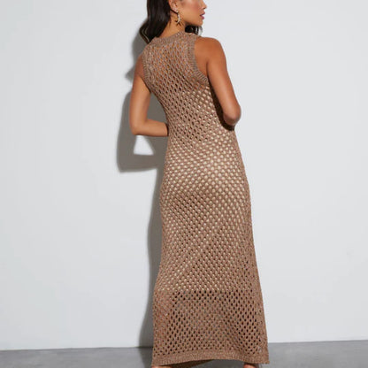 New  summer new skirt women's blouse sexy spice girl hollow knitted dress long dress women