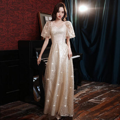 Evening Dress Dress for Women 2024 New High end Immortal Adult Style Banquet Light Luxury and Small Group Bridesmaids Champagne Students