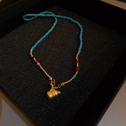 New Chinese Style Light Luxury Agate Pearl Crystal Necklace Versatile High-Grade Clavicle Chain Niche Ethnic Style Jewelry Wholesale