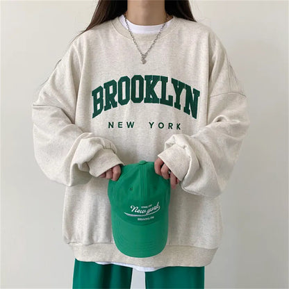 VAKKV Manufacturer gray popular new velvet season crew neck sweater women's spring and autumn thin long sleeves loose large size loose embroidery