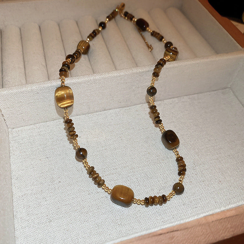 New Chinese Style Light Luxury Agate Pearl Crystal Necklace Versatile High-Grade Clavicle Chain Niche Ethnic Style Jewelry Wholesale