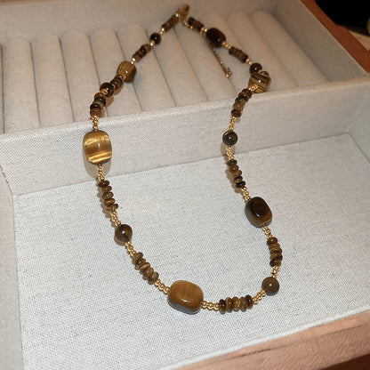 New Chinese Style Light Luxury Agate Pearl Crystal Necklace Versatile High-Grade Clavicle Chain Niche Ethnic Style Jewelry Wholesale