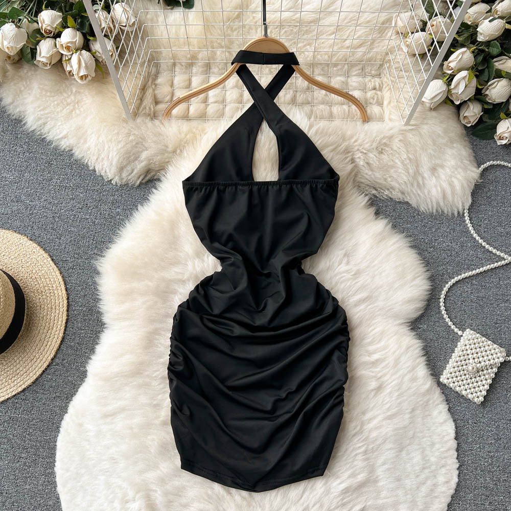 VAKKV Sexy Sheath Sleeveless Black Short Summer Holiday Dress P244