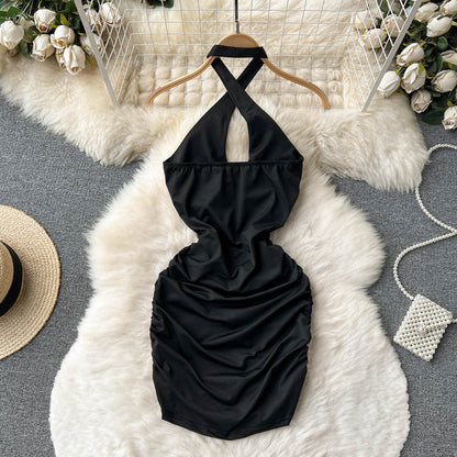 VAKKV Sexy Sheath Sleeveless Black Short Summer Holiday Dress P244
