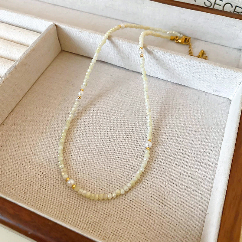 New Chinese Style Light Luxury Agate Pearl Crystal Necklace Versatile High-Grade Clavicle Chain Niche Ethnic Style Jewelry Wholesale