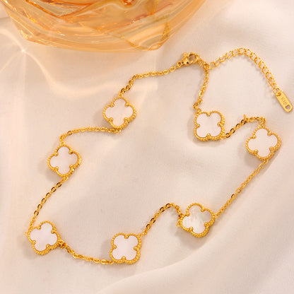 Light Luxury Minority Women's New Popular High-Grade Collarbone Accessories Pendant Lucky Four-Leaf Clover Titanium Steel Necklace for Women