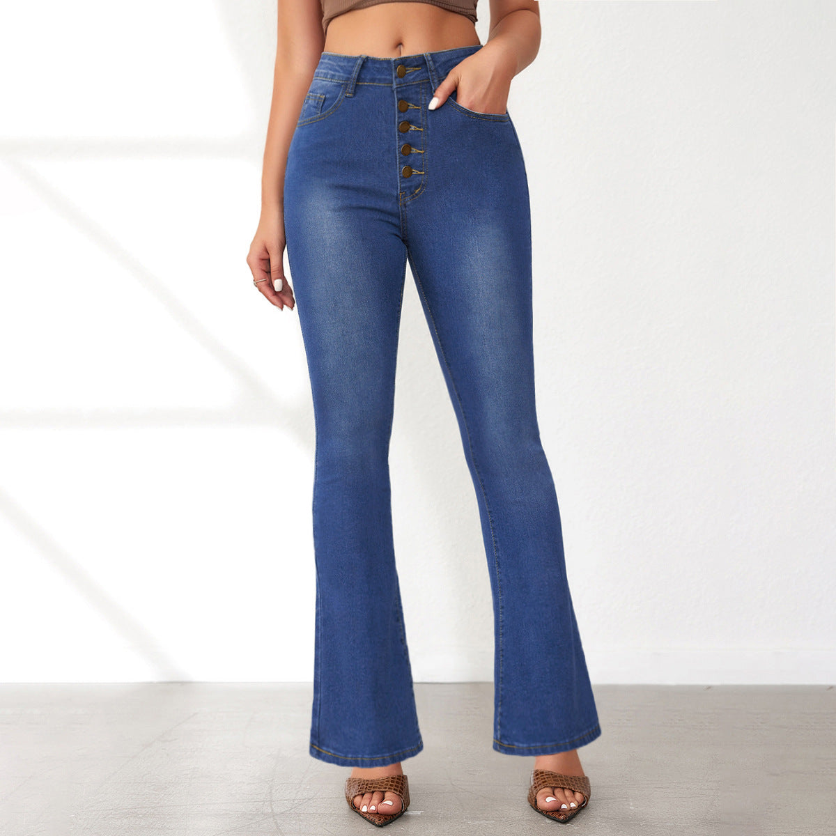 VAKKV with New 2025 high-waisted thin jeans popular spring new temperament commuter trousers