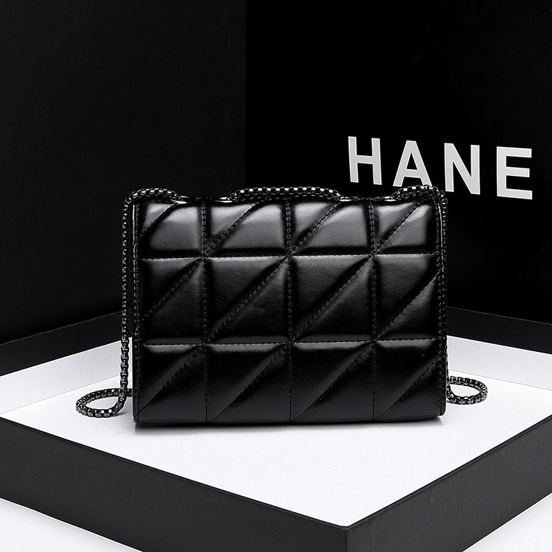 2025 Bag Women's messenger bag popular summer high-end fashion diamond chain bag soft leather underarm lock small square bag