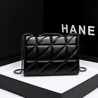 2025 Bag Women's messenger bag popular summer high-end fashion diamond chain bag soft leather underarm lock small square bag