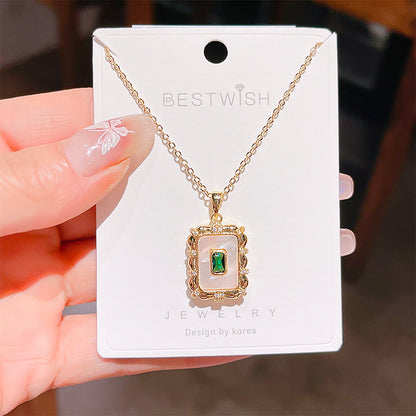 18K Thick Gold Color Retaining Quality Affordable Luxury Style Pearl Shell Necklace Korean Style Affordable Luxury Fashion High-Grade Clavicle Necklace
