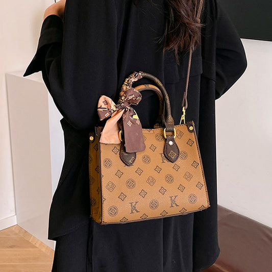 2025 Handbag  New hot-selling women's bags, retro texture printed shoulder bags, fashionable commuter women's messenger bags